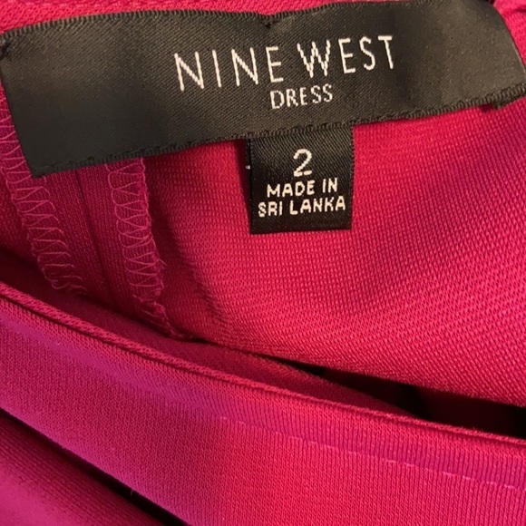 Nine West Fuchsia Crewneck Long Sleeve MIDI Dress Size 2 - Picture 8 of 11
